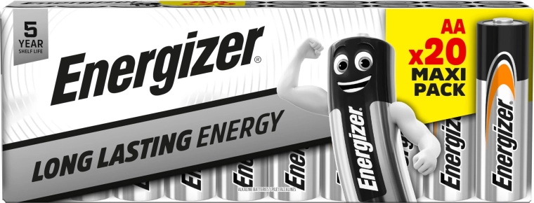 Αλκαλικές μπαταρίες Energizer AA, συσκευασία 20 τεμ.