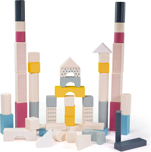 Bigjigs Toys ξύλινα τουβλάκια σε κουβαδάκι, 50 τεμ.