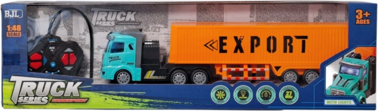 Τηλεκατευθυνόμενο φορτηγό καμιόνι με ρυμουλκούμενο κοντέινερ και φορτιστή - 1 τεμάχιο