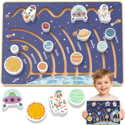 TOOKY TOY εκπαιδευτική ξύλινη σανίδα με το ηλιακό σύστημα