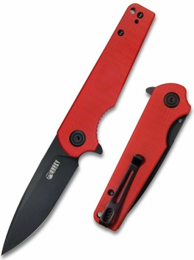Kubey Wolverine KU233E πτυσσόμενο μαχαίρι τσέπης 7,4 cm, dark stonewash, κόκκινο G10