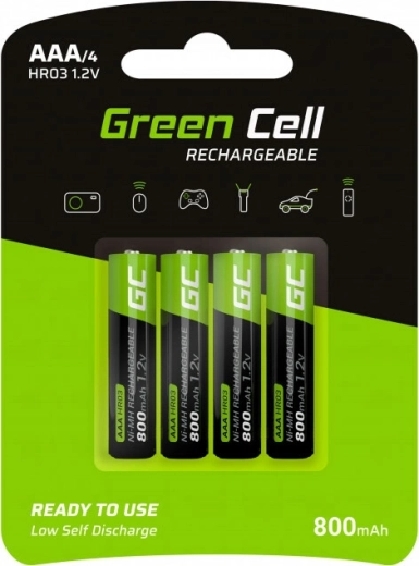 Επαναφορτιζόμενες μπαταρίες Green Cell AAA HR03 800 mAh, σετ 4 τεμ.