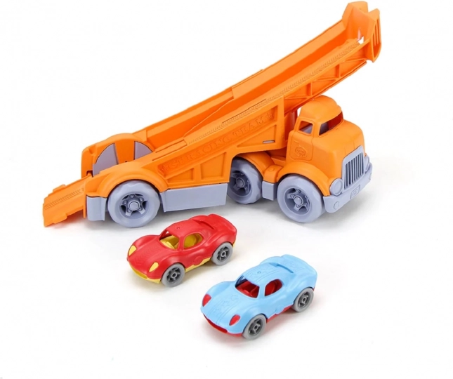 Green Toys φορτηγό μεταφοράς με 2 αγωνιστικά αυτοκίνητα