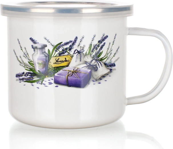 Εμαγιέ κούπα με καπάκι Lavender 0,5 l