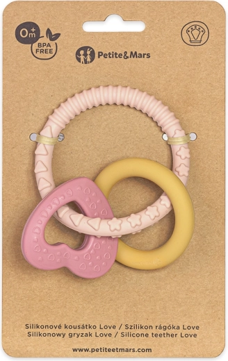 PETITE&MARS σιλικονούχο μασητικό Love cute pink 0m+