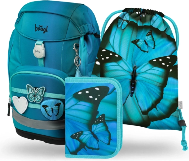 Baagl σχολικό σετ 3 τεμ. Airy Plus Butterfly – σακίδιο, κασετίνα και σακουλάκι