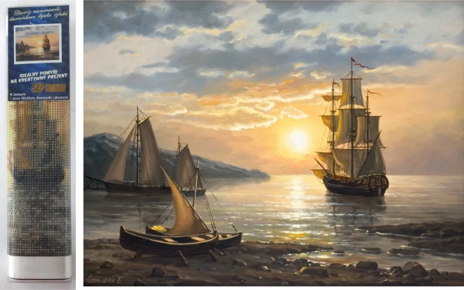 Διαμαντένια ζωγραφική – ιστιοφόρο 30 × 40 cm