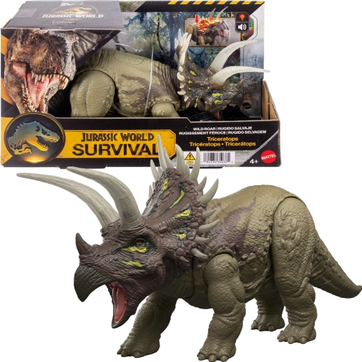 Mattel Jurassic World Triceratops επιβίωσης με φωτισμό και ήχο