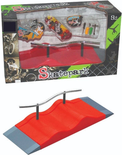 Σετ skatepark για fingerboard με ράμπα, κάγκελο και αξεσουάρ