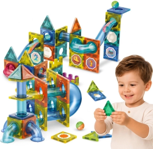 WOOPIE μαγνητικό κατασκευαστικό σετ 3D με πίστα για μπίλιες, 42 τεμάχια