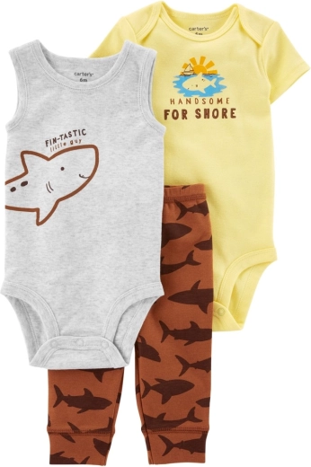 Carter's 3τελές σετ για αγόρια Brown Shark – φόρμα και 2× κορμάκι – 24m