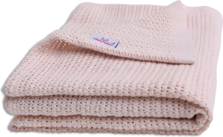 BabyMatex πλεκτή βαμβακερή κουβέρτα Lili 75 × 100 cm κρεμ – παλαιό ροζ, πούδρα