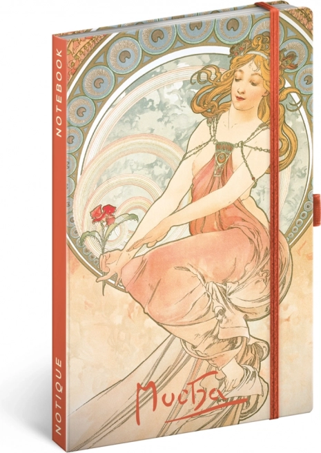 Σημειωματάριο NOTIQUE Alfons Mucha – Ζωγραφική, με γραμμές 13 × 21 cm