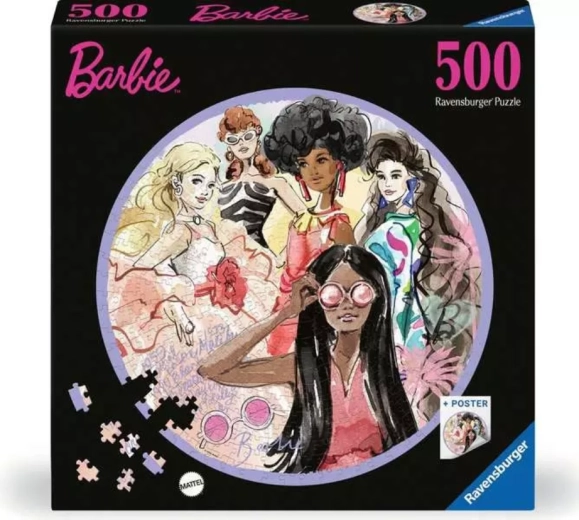 Στρογγυλό παζλ Ravensburger Barbie: Εικονίδια μόδας 500 κομμάτια