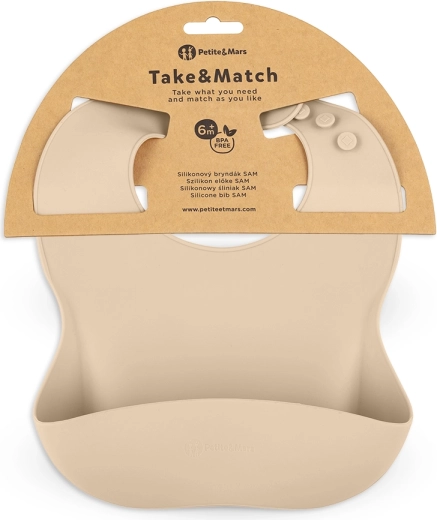 Petite&Mars σαλιάρα σιλικόνης Take&Match desert sand