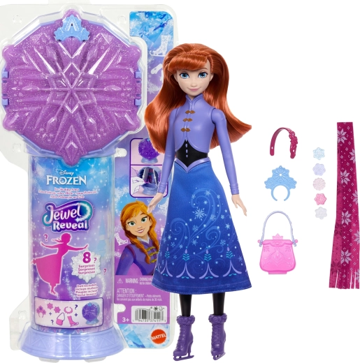 Mattel Disney Frozen jewel reveal κούκλα Άννα με πατίνια με αξεσουάρ