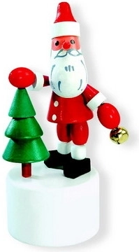Ξύλινη φιγούρα με μηχανισμό πίεσης Santa Claus με δεντράκι DETOA
