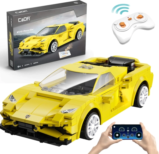 Σετ κατασκευής CaDA EVO Race Car – κίτρινο αγωνιστικό αυτοκίνητο RC 289 τεμαχίων, Dual Mode