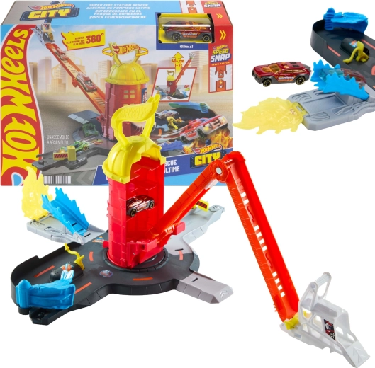 Hot Wheels City σούπερ πυροσβεστικός σταθμός με μεταλλικό αυτοκινητάκι