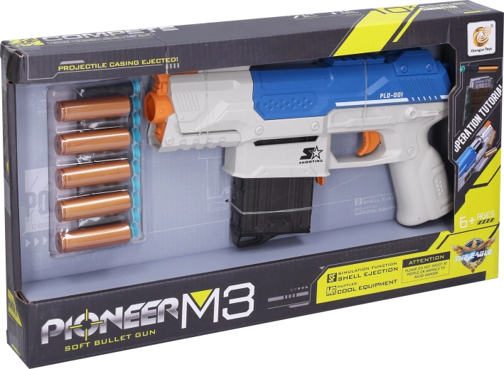 Παιχνιδένιο όπλο Pioneer M3 με αφρώδη βλήματα και κάλυκες - 1 τεμ.