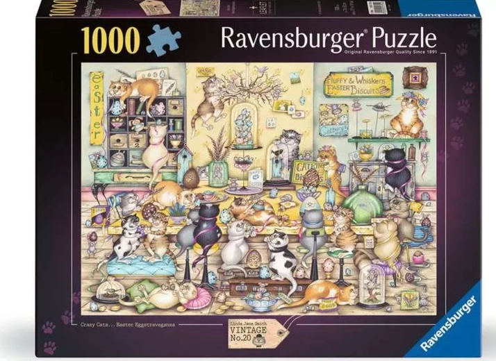 Παζλ Ravensburger Vintage Crazy Cats αρ. 20: Πασχαλινή παράσταση 1000 κομματιών