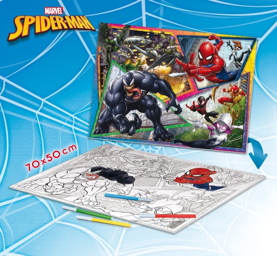 Spiderman διπλής όψης maxi παζλ 70 × 50 cm, 150 κομμάτια