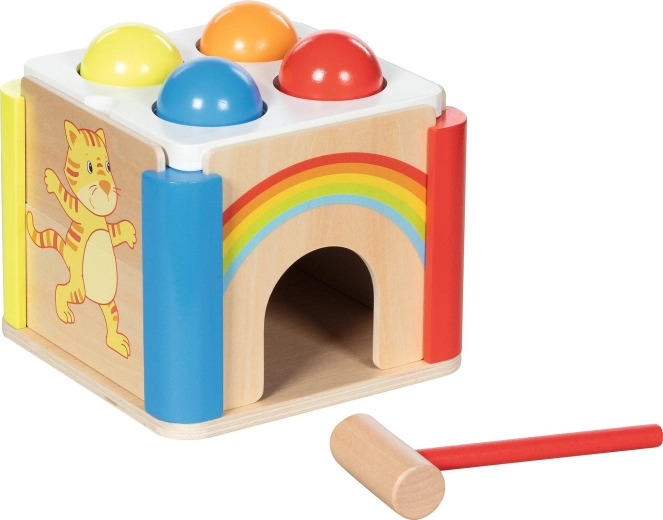 Ξύλινος κύβος σφυροκοπήματος Rainbow με εναλλάξιμα πλαϊνά πάνελ - 1 τεμάχιο
