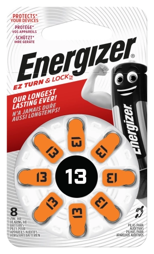 Μπαταρίες κουμπί Energizer για ακουστικά βαρηκοΐας 13, 1,4 V, συσκευασία 8 τεμ.