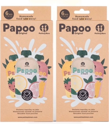 Petite&Mars γεμιζόμενα σακουλάκια φαγητού Papoo original 1+1 δωρεάν (12 τεμ.)