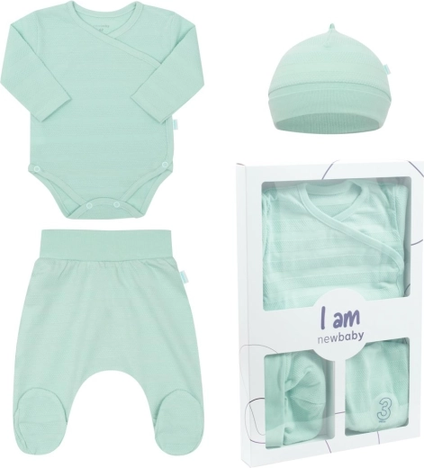 Σετ νεογέννητου 3 τεμαχίων NEW BABY I AM, μέντα, μέγεθος 62 (3–6 μηνών)