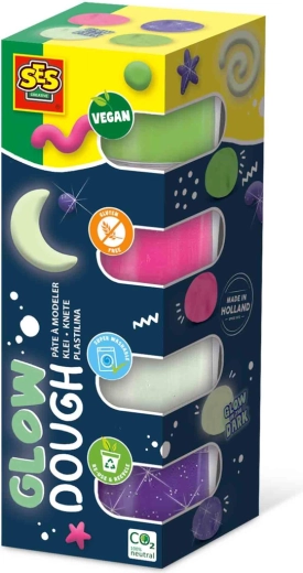 SES Creative φωσφορίζουσα πλαστελίνη Glow Dough 4× 90 g