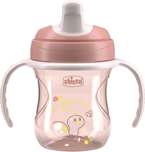 Chicco εκπαιδευτικό ποτηράκι με λαβές ροζ 6μ+
