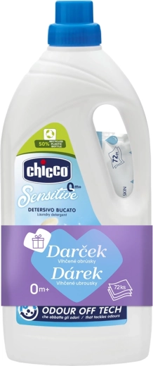 Chicco τζελ πλύσης Baby Sensitive 1,5 l + υγρά μαντηλάκια 72 τεμ. δωρεάν