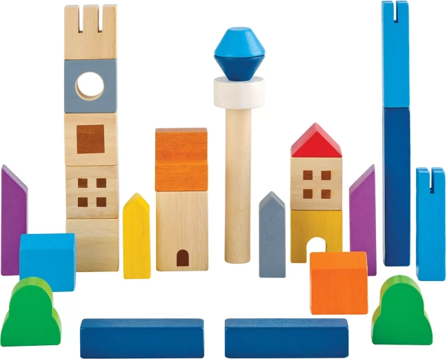 PlanToys ξύλινο σετ κατασκευών στην πόλη (27 τεμάχια)