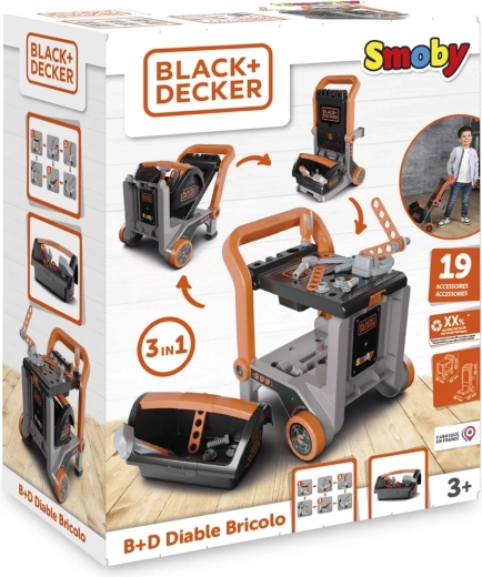 Καροτσάκι εργαστηρίου Black+Decker 3 σε 1 με κουτί εργαλείων