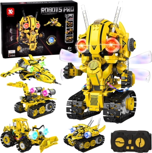 Σετ κατασκευών Robots Pro 5 σε 1 με τηλεχειρισμό RC και φώτα LED