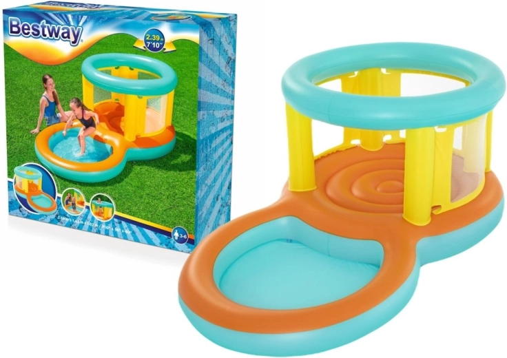 Bestway Jumptopia 2v1 φουσκωτό παιδικό παιχνίδι/παιδότοπος με ρηχή πισίνα και τραμπολίνο