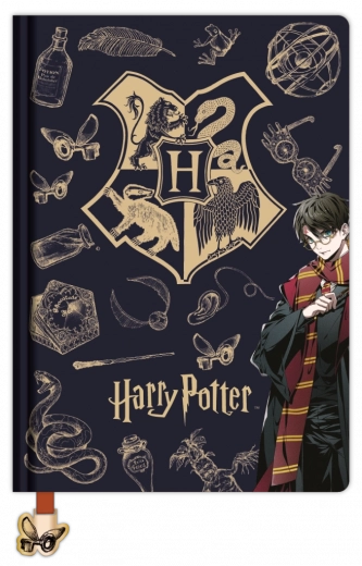 Harry Potter ριγέ μπλοκ A5 Navy & Gold