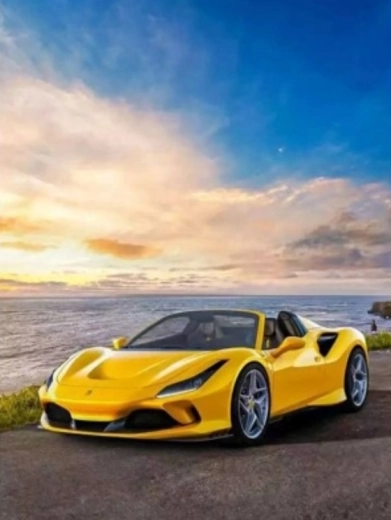 Ζωγραφική με διαμάντια Κίτρινη Ferrari 30 × 40 cm