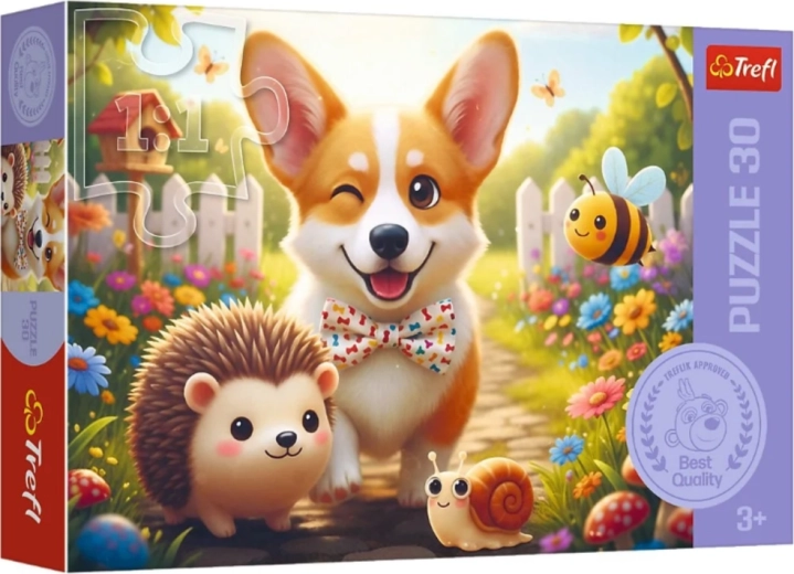 Παζλ 30 κομματιών – Μια μέρα με corgi – Trefl