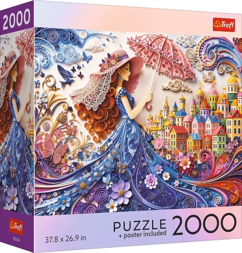 Παζλ Trefl USA Collection: Κυρία με ομπρέλα, 2000 κομμάτια