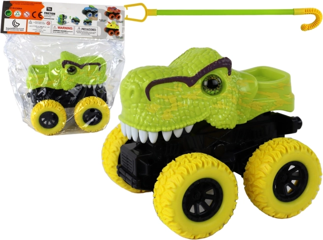 Δεινόσαυρος monster truck με πράσινους λαστιχένιους τροχούς