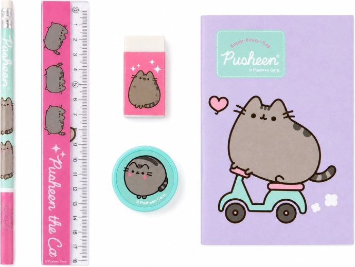 Πεντατελές σχολικό σετ Pusheen μωβ