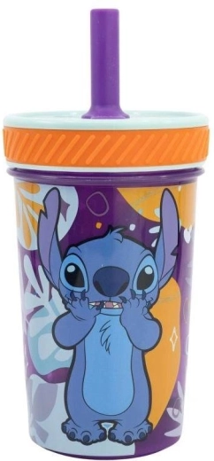 Ασφαλές παιδικό ποτηράκι με καλαμάκι Stitch - 1 τεμάχιο