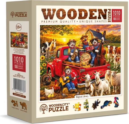 Ξύλινο παζλ WOODEN CITY Η ορχήστρα των γατών στη φάρμα, 1010 κομμάτια
