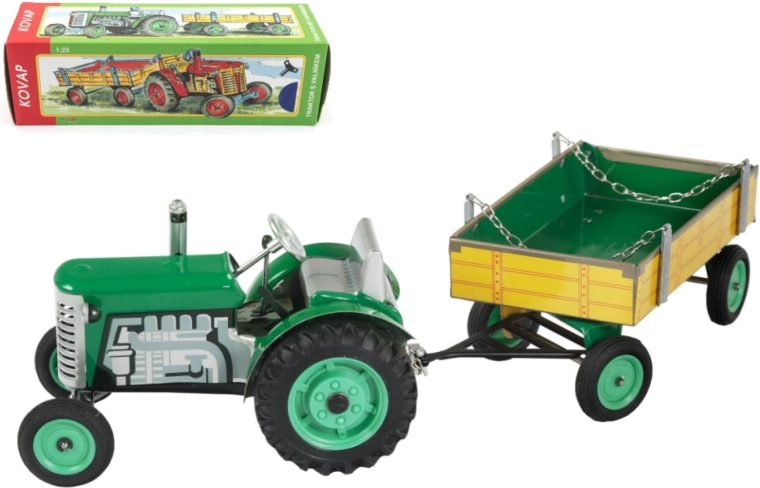 Τρακτέρ Zetor με καρότσα με κλειδί, μεταλλικό 28 cm KOVAP – Πράσινο