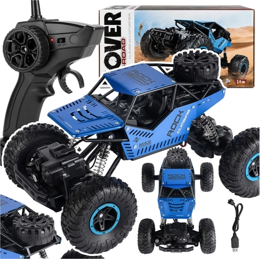 RC αυτοκίνητο εκτός δρόμου 4x4 με τηλεχειρισμό με επαναφορτιζόμενη μπαταρία, μαύρο - 1 τεμάχιο