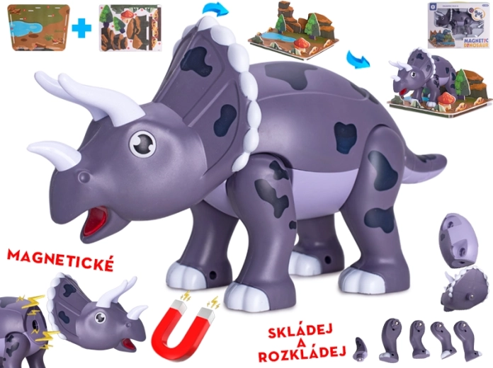 Μαγνητικός δεινόσαυρος Triceratops 28 cm – κατασκευαστικό σετ για παιδιά