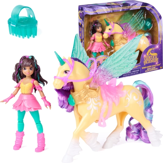 Unicorn Academy μαγικά φτερά – κούκλα Ava και μονόκερος Leaf με αξεσουάρ
