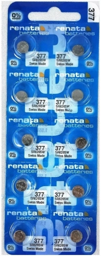 Κουμπωτές μπαταρίες RENATA 377/376 1,55 V – συσκευασία 10 τεμ.